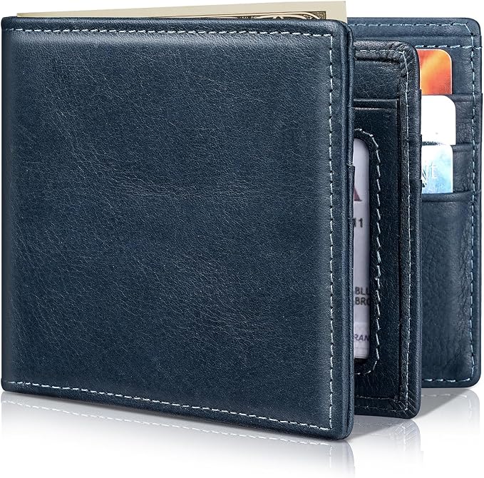 Mens Wallet Bifold Genuine Leather RFID Blocking Wallet by Artpaxy