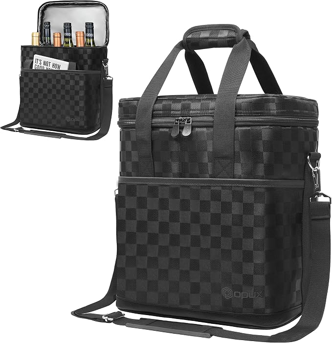 opux 6 Bottle Carrier Tote | Insulated Padded Wine Cooler Bag by OPUX