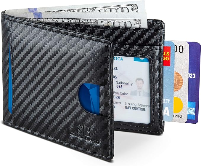 SERMAN BRANDS RFID Blocking Slim Bifold Genuine Leather Thin Minimalist Front by SERMANBRANDS