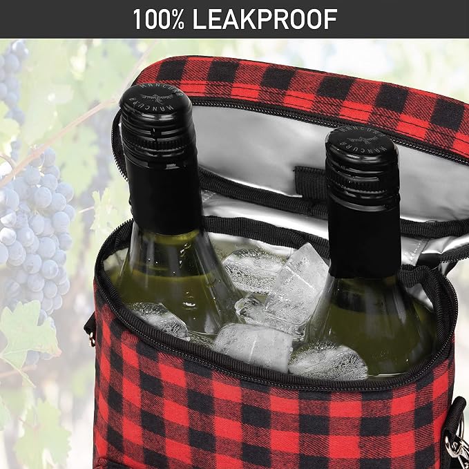Opux 2 Bottle Wine Tote Carrier, Insulated Cooler Bag - Image 5