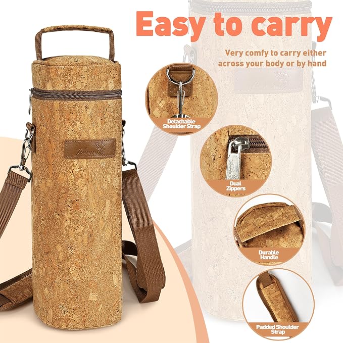 Tirrinia Single Bottle Wine Gift Carrier Bag, Insulated Travel Wine Cooler Tote - Image 2