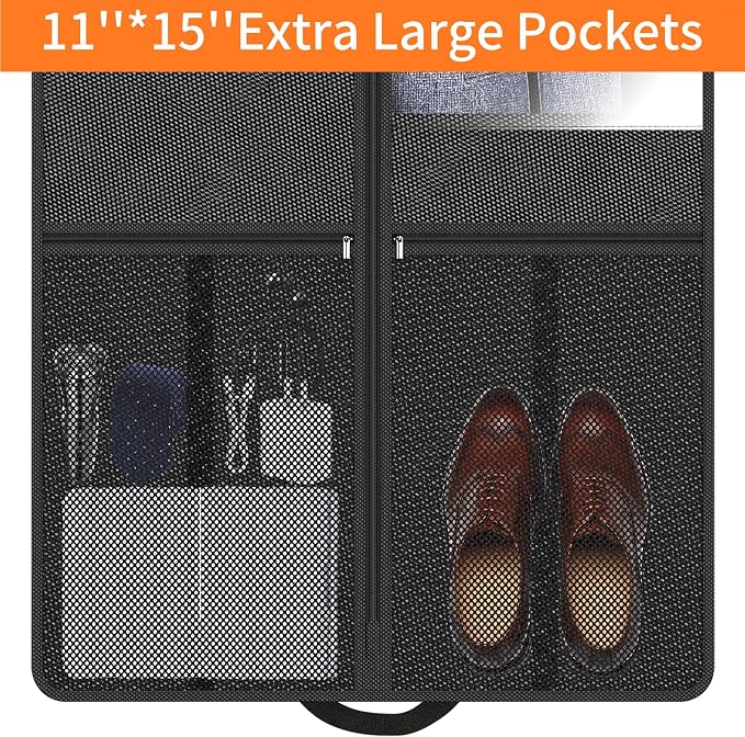 Garment Bag Travel Hanging Clothes: 43 Inch 2 Packs Fabric Breathable Foldable - Image 4