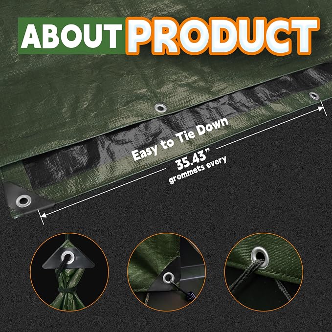 5x7 Feet Tarp Waterproof, Small Tarps, 9Mil Thick, Finished Size Tarps - Image 7
