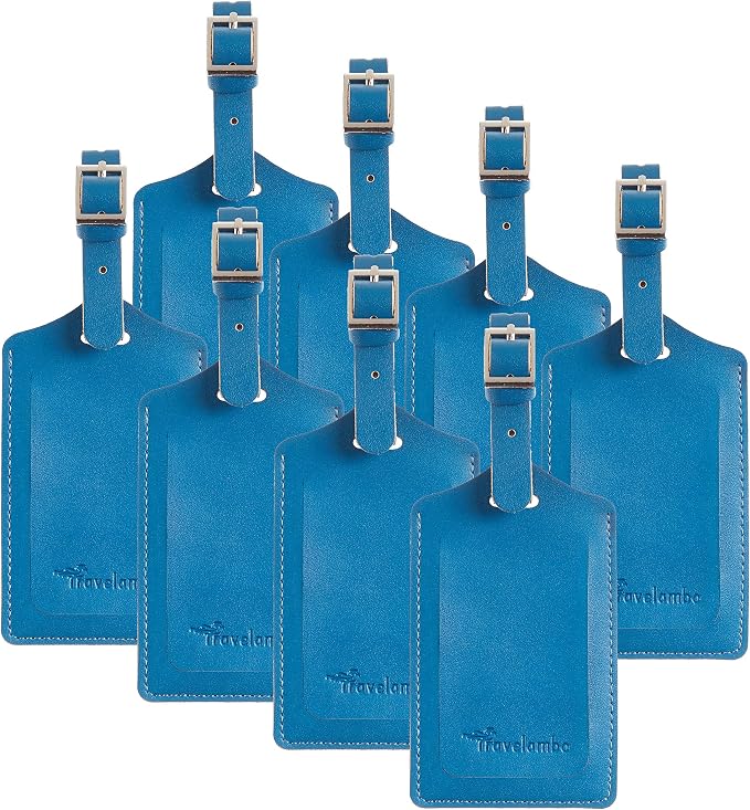 8 Pack Leather Luggage Travel Bag Tags by Travelambo by Travelambo