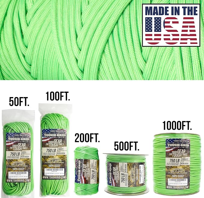 TOUGH-GRID 750 Paracord Rope Nylon Parachute Cord, Made in USA Survival Kit - Image 2
