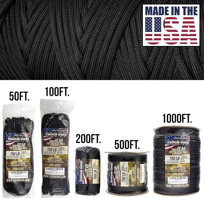 TOUGH-GRID 750 Paracord Rope Nylon Parachute Cord, Made in USA Survival Kit - Image 2
