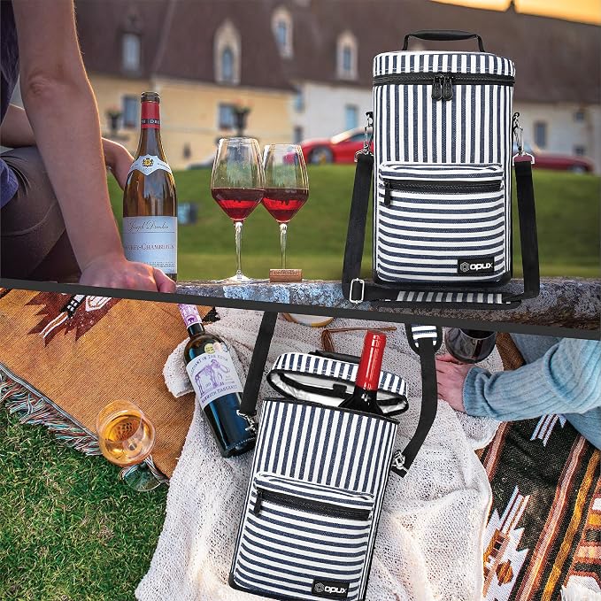 opux Wine Bag 2 Bottle Wine Tote Carrier, Insulated Wine Cooler Bag - Image 7