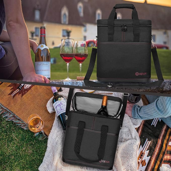 opux 6 Bottle Carrier Tote | Insulated Padded Wine Cooler Bag - Image 7