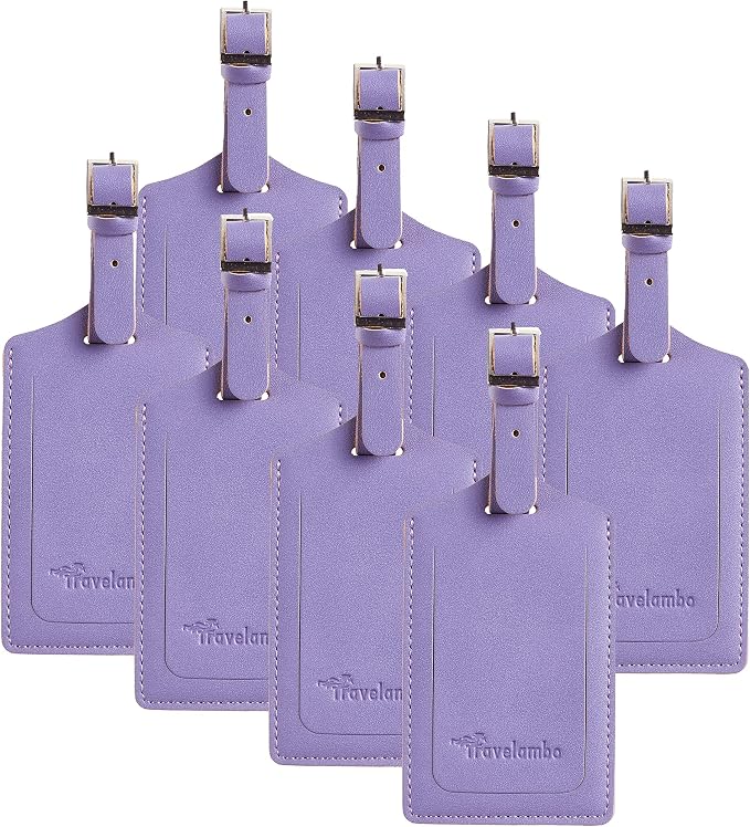 8 Pack Leather Luggage Travel Bag Tags by Travelambo by Travelambo
