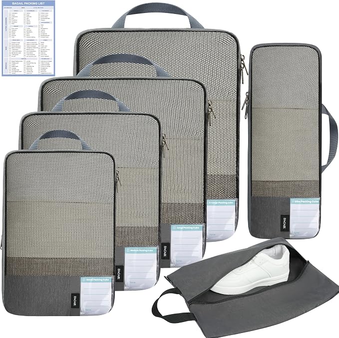 BAGAIL 6 Set/4 Set Lightweight Compression Packing Cubes by BAGAIL