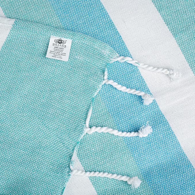 HILLFAIR Cotton Turkish Beach Towels, Quick Dry Lightweight Sand Free Peshtemal - Image 8