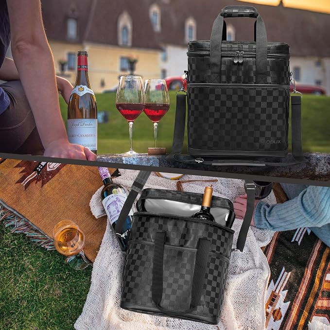 opux 6 Bottle Carrier Tote | Insulated Padded Wine Cooler Bag - Image 7