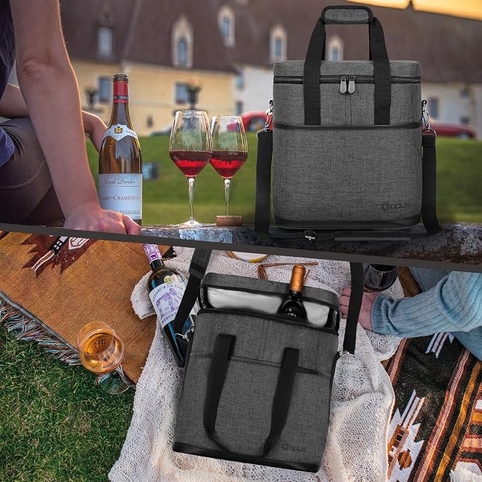 opux 6 Bottle Carrier Tote | Insulated Padded Wine Cooler Bag - Image 7