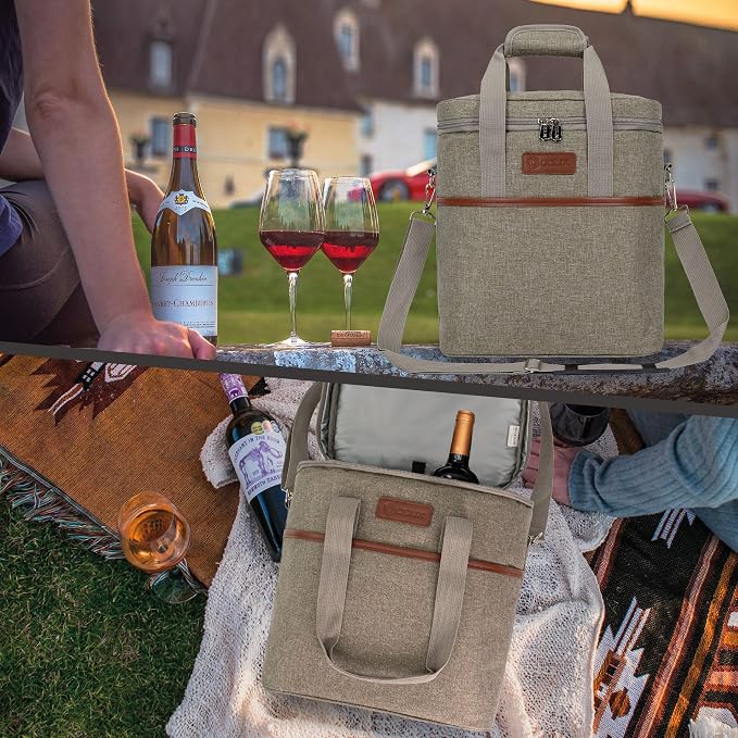 opux 6 Bottle Carrier Tote | Insulated Padded Wine Cooler Bag - Image 7