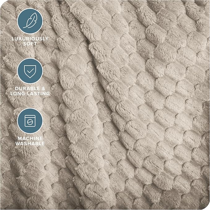 Bare Home Textured Fleece Blanket - Image 3