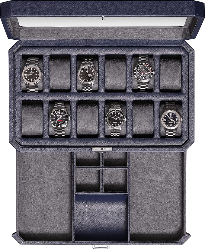 ROTHWELL 12 Slot Leather Watch Box by RothwellSanFrancisco