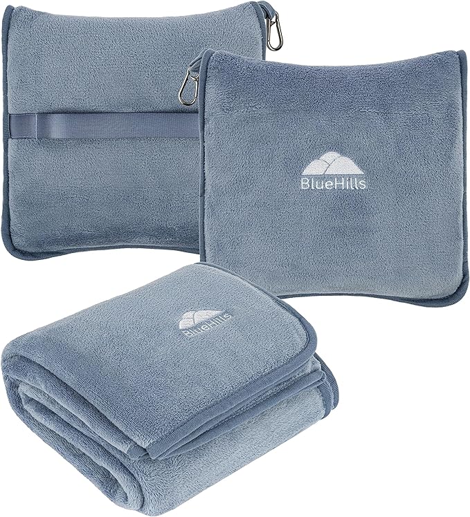 BlueHills Premium Soft Plush Travel Blanket Pillow by BlueHills