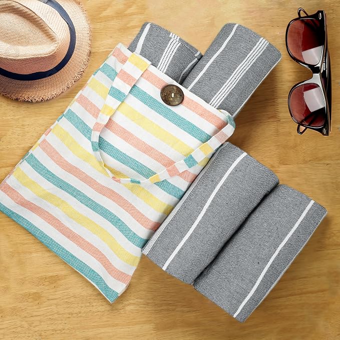 HILLFAIR Cotton Turkish Beach Towels, Quick Dry Lightweight Sand Free Peshtemal - Image 3